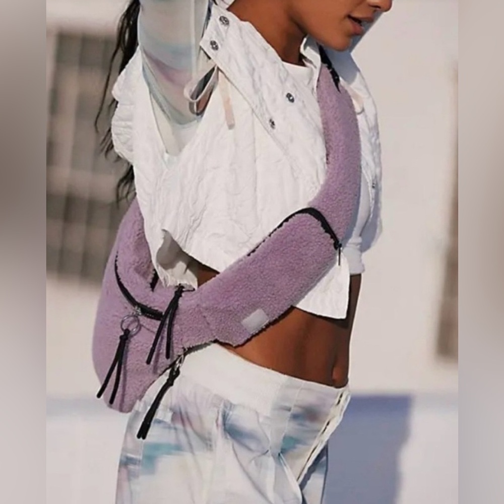 Free People Movement Overachiever Sherpa Sling Bag Steel Lavender
